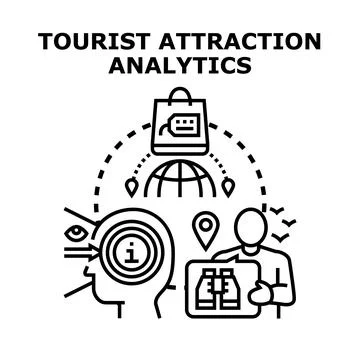 Tourist attraction analytics exploring travel destination data Stock Illustration