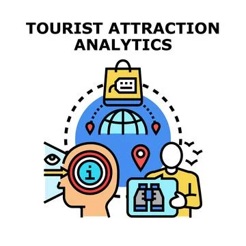 Tourist attraction analytics exploring travel destination data 스톡 일러스트