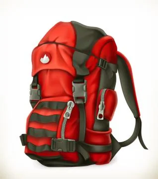Tourist backpack, 3d vector icon Stock Illustration