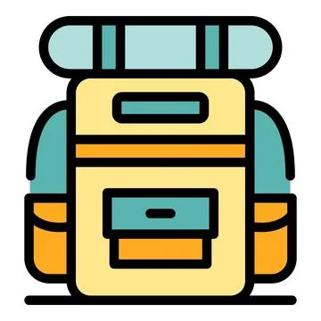 Tourist backpack icon vector flat Stock Illustration