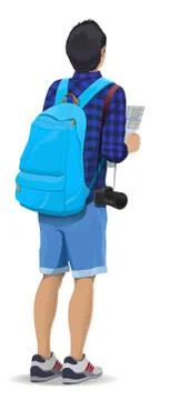 Tourist with a backpack Stock Illustration