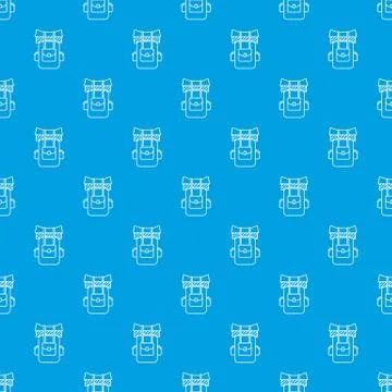 Tourist backpack pattern vector seamless blue Stock Illustration