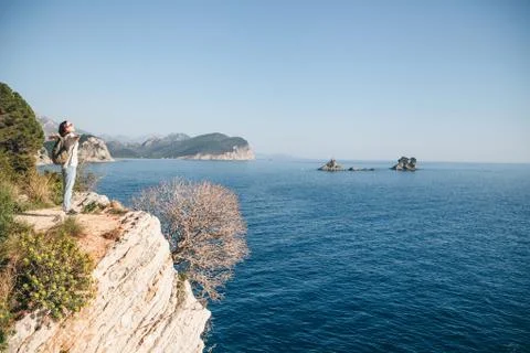 A tourist with a backpack. Stock Photos