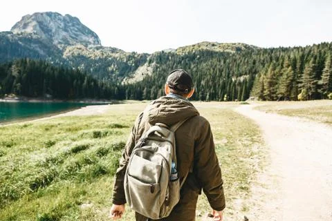 A tourist with a backpack Stock Photos