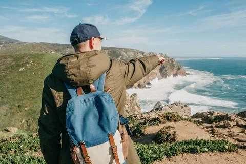 A tourist with a backpack Foto stock