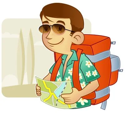Tourist - backpacking Stock Illustration