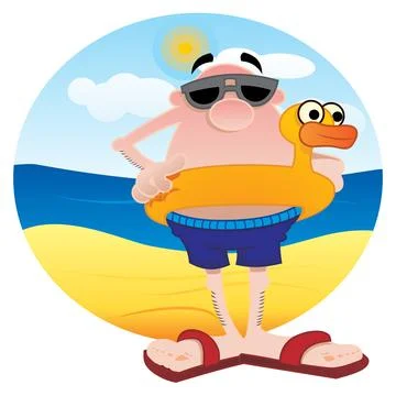Tourist on the beach Stock Illustration