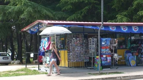 Tourist Beach Shop Stock Footage 1059986