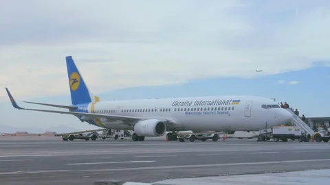 Tourist Board the Plane Stock Footage 128928335