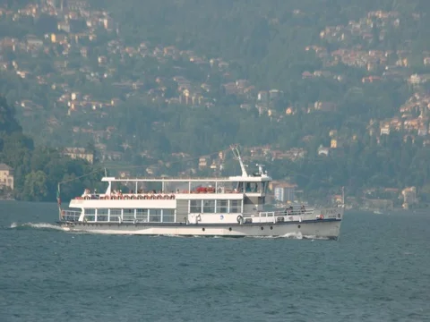 Tourist boat side view, Italy. Stock Footage