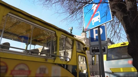 The tourist bus is empty Stock Footage 124851271