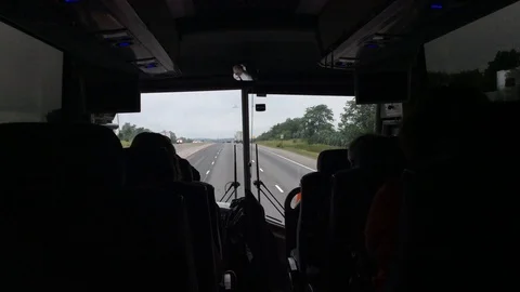 Tourist bus inside 2 Stock Footage 92054566