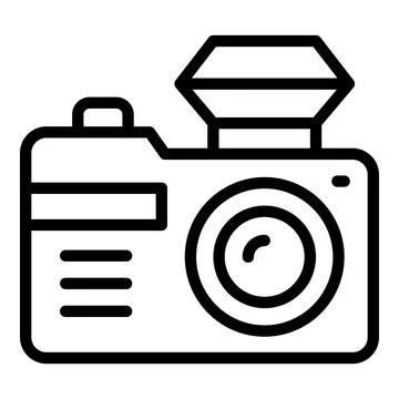 Tourist camera icon outline vector. Travel people Ilustración de archivo