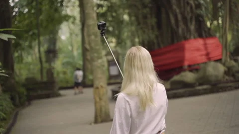 Tourist With Camera In Monkey Forest Stock-Footage 146102731