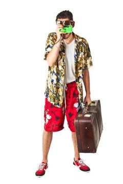 Tourist with camera Stock Photos