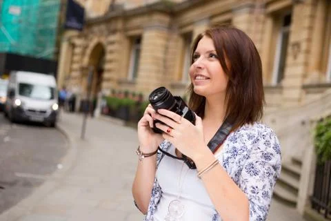 Tourist with a camera Stock Photos