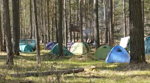 Tourist camp Stock Footage 49935931