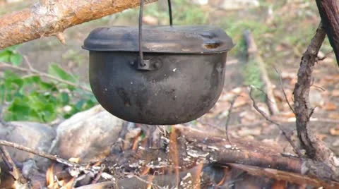 Tourist campfire Stock Footage 10843670