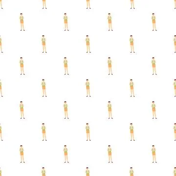 Tourist character looking at map seamless pattern Stockillustratie