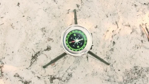 Tourist compass on the background of the beach 스톡 동영상 78110783