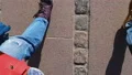 Tourist couple walking in city, students legs moving on asphalt, active leisure 4k or 4k+ Resolution