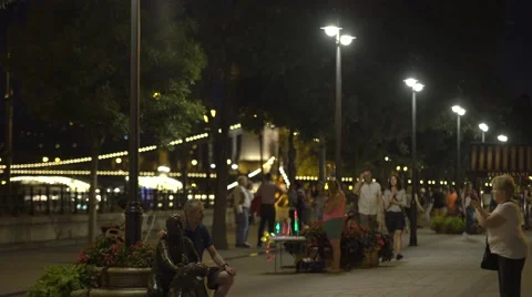 Tourist crowd in the night Stock Footage 65396532