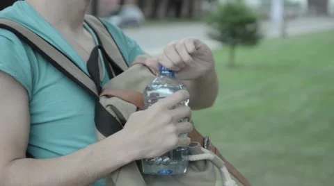 Tourist drinking water. Stock Footage 52068228