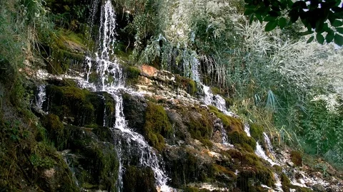 A tourist drinks from a waterfall Video stock 94841460