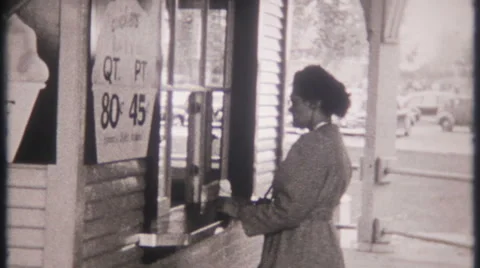 Tourist enjoy ice cream from local vendor 1940s vintage film home movie 3092 Stock Footage