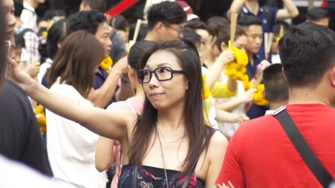 Tourist at Erawan Shrine at Ratchaprasong intersection, 20 May 2018, Bangkok, Stock Footage 90051158