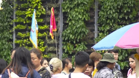 Tourist at Erawan Shrine at Ratchaprasong intersection, 20 May 2018, Bangkok, Stock Footage 90051624