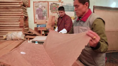Tourist excursion for paper production in Thimphu, Bhutan Video stock 236007613