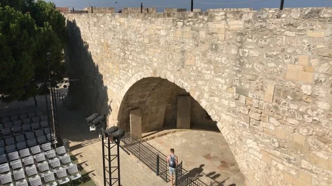 Tourist explore Larnaca Castle Stock Footage 89588868
