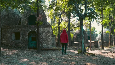 Tourist explore Rishikesh Ashram, experiencing spiritual yoga culture and ser Stock-Footage 314373542