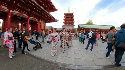 Tourist flocking inside the Senso-ji Temple in Tokyo Japan Stock Footage 129279668