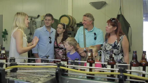 Tourist group excursion to the brewery Stock Footage 237607196