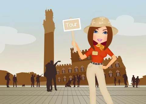 Tourist guide in Siena Stock Illustration