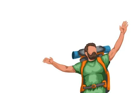 Tourist with hands up Stock Illustration
