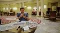 Tourist having coffee and reading news on phone, enjoying comfort at hotel HD Footage