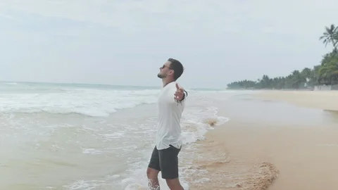 Tourist having fun at the beach Stock Footage 109421945