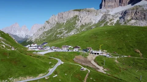 Tourist infrastructure developing in a mountain valley in the Dolomites Italy Video stock 342510652