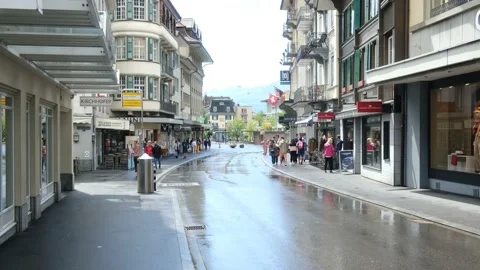 Tourist in Interlaken Stock Footage 198609142