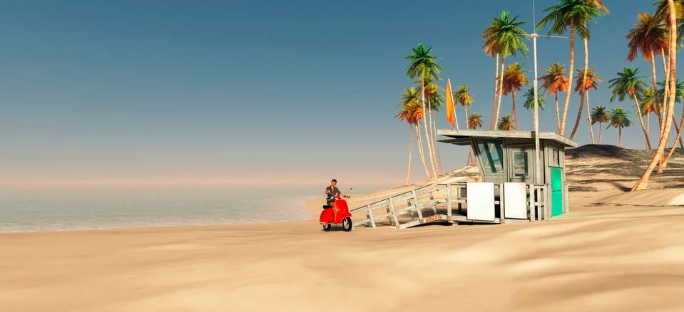 Tourist items on a beach Stock Illustration