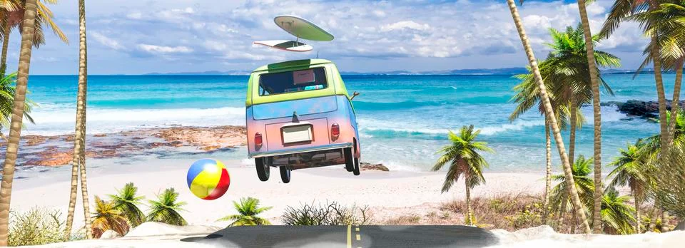 Tourist items on a beach Stock Illustration