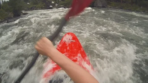 Tourist kayaking in the river Stock Footage 87613852