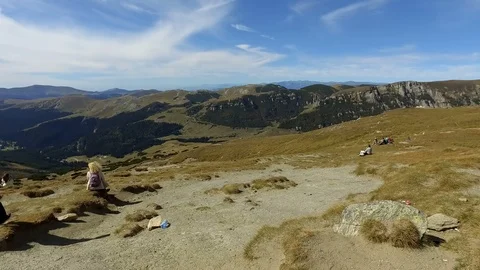 Tourist at mountains Stock Footage 102381266