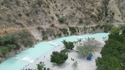 Tourist Pathway Inside Illuminated Limestone Grotto grutas tolantango Stock Footage 321153221