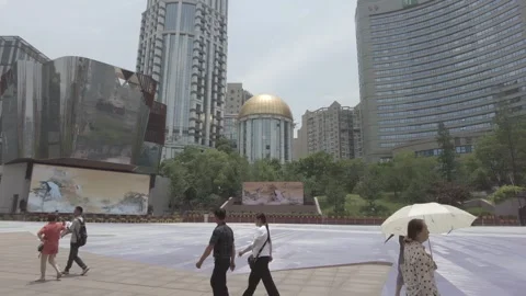 Tourist pedestrian crowd walking at Nanjing road shopping street Stock Footage 277083553