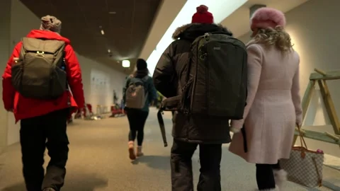 Tourist people walking underground to go to train in Switzerland Stock Footage 195044853
