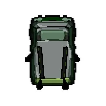 Tourist photo camera backpack pixel art vector illustration Stock Illustration
